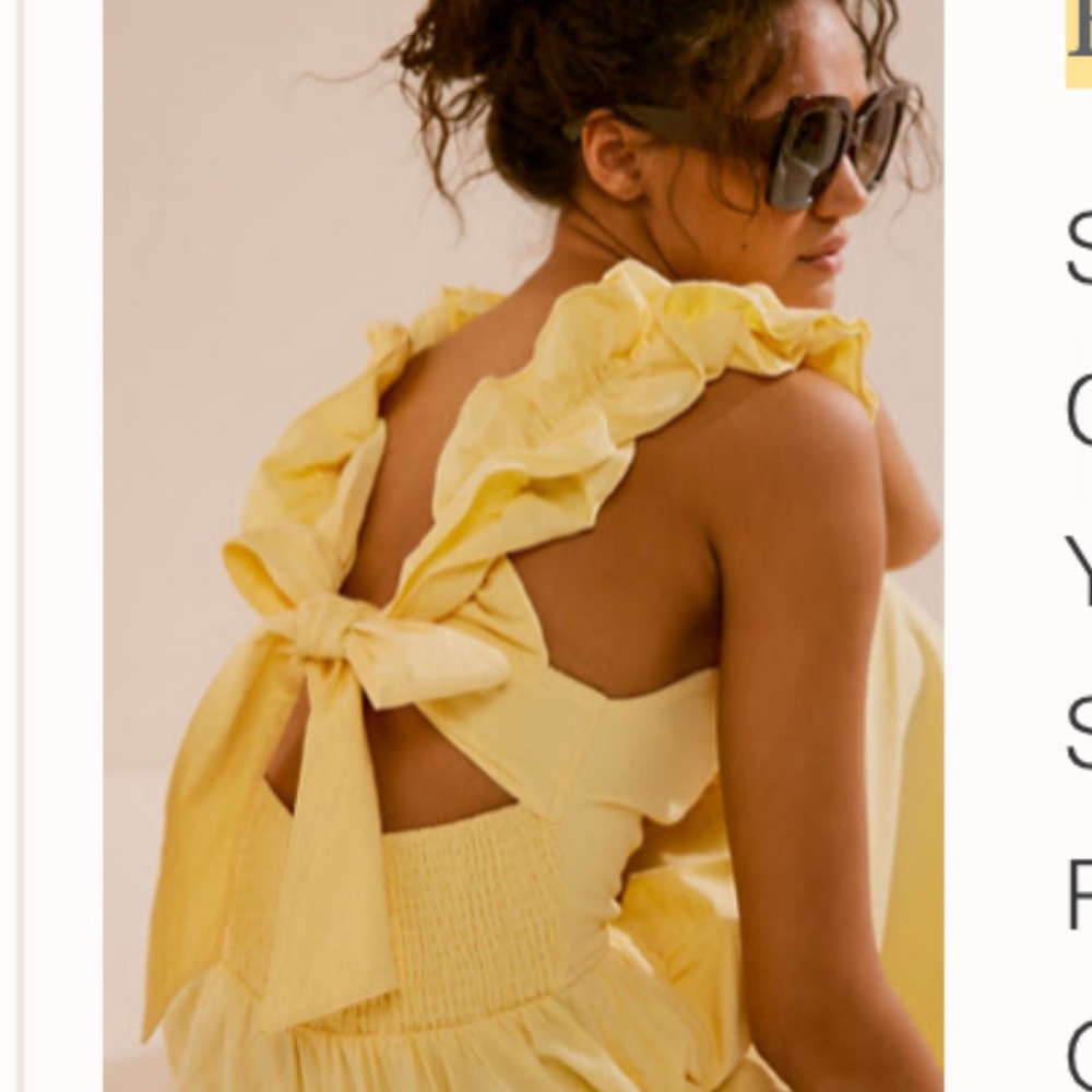 Free People Yellow Ruffle Dress